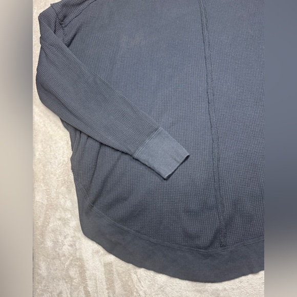 We the Free Owen Thermal Oversized V Neck Patch Elbow Dark Charcoal Grey Top S - Picture 13 of 16